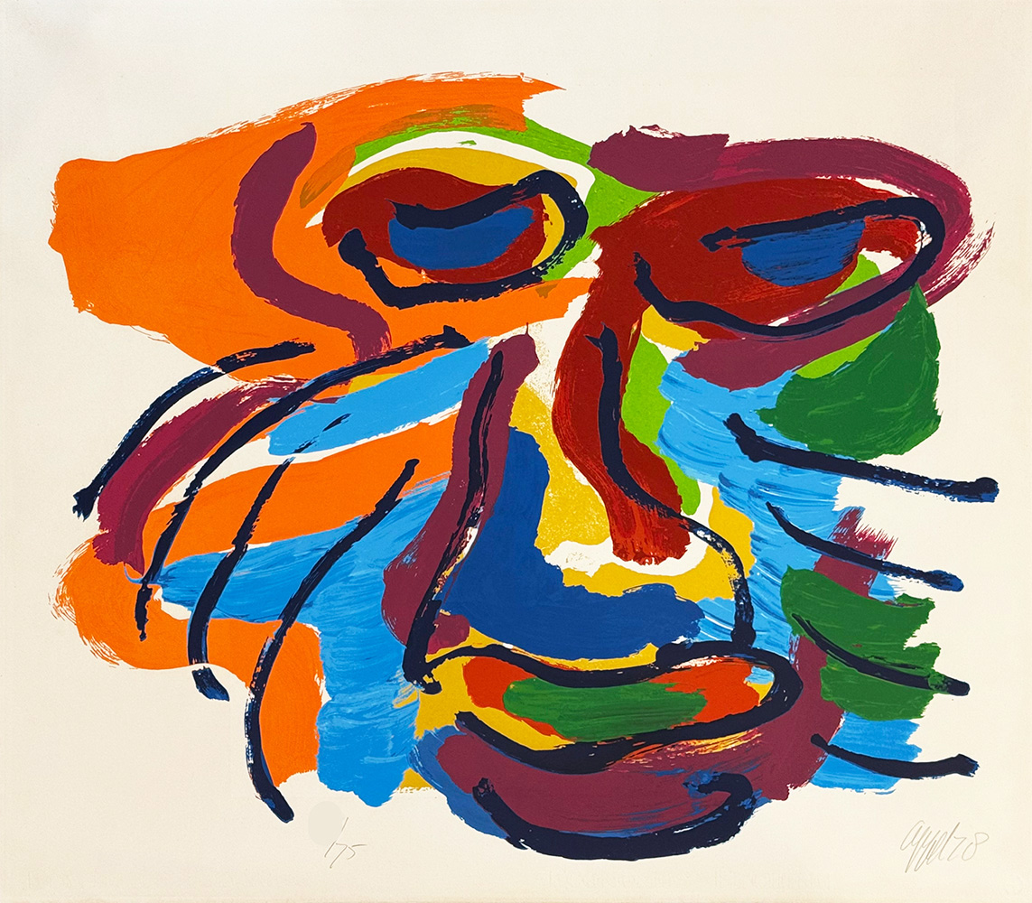 Karel Appel Zwevend Hoofd zeefdruk Henk van der Vet