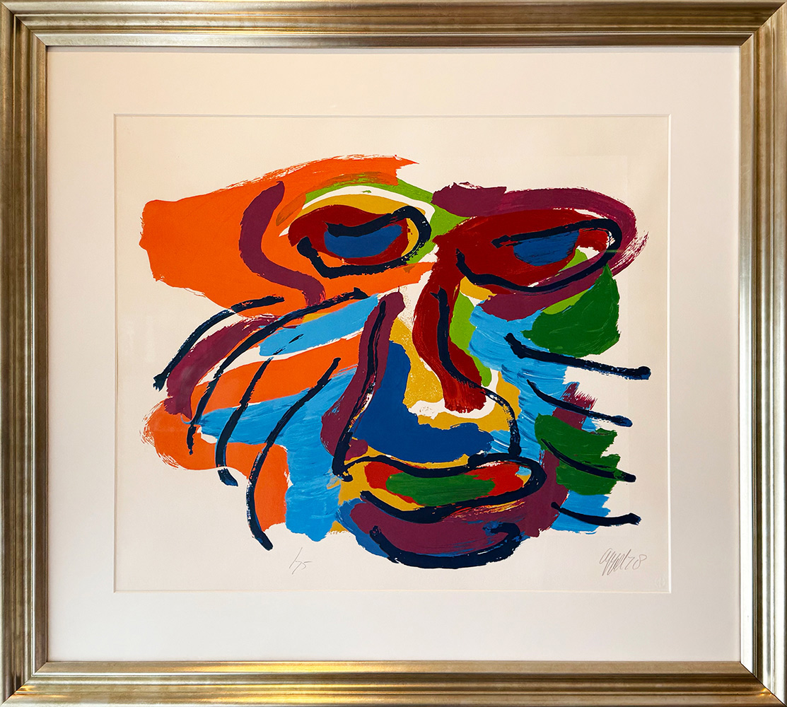 Karel Appel Zwevend Hoofd zeefdruk Henk van der Vet