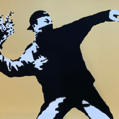 Banksy, West Country Prince zeefdruk Love is in the air of flower thrower