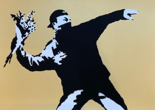 Banksy, West Country Prince zeefdruk Love is in the air of flower thrower