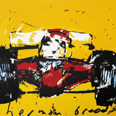 Herman Brood zeefdruk Formule 1 V12 geel rood