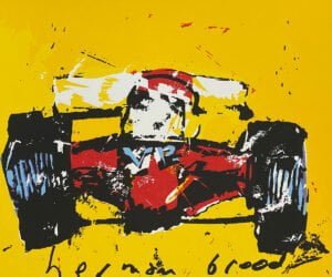 Herman Brood zeefdruk Formule 1 V12 Ferrari klein geel