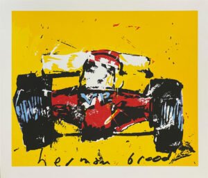 Herman Brood zeefdruk Formule 1 V12 Ferrari klein geel