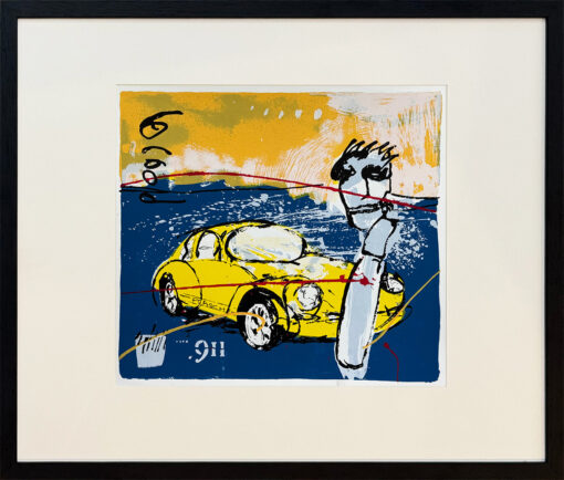 Herman Brood Porsche 911 geel zeefdruk