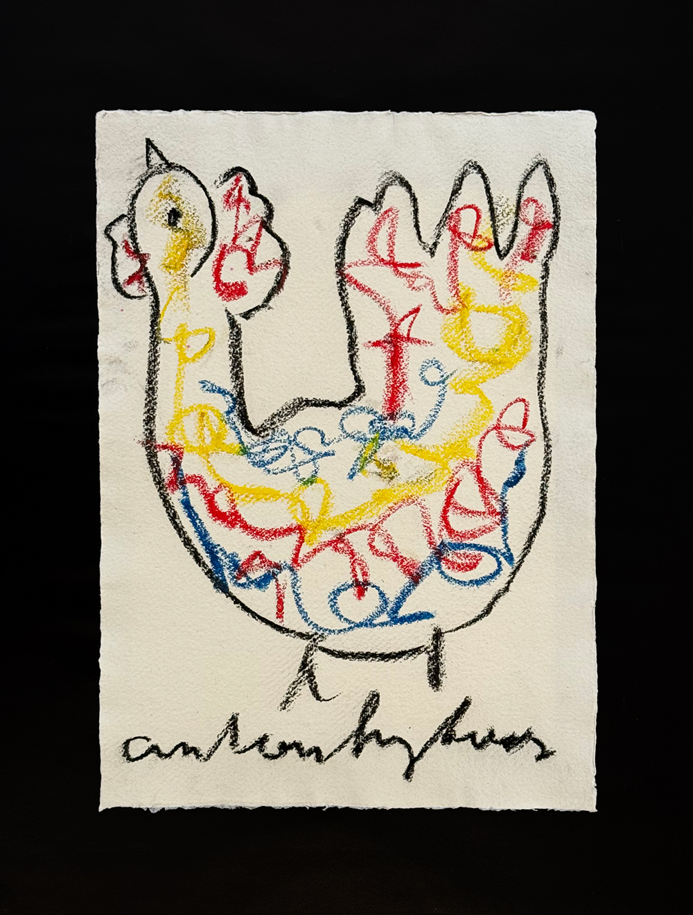 Anton heyboer krijt tekening Kip