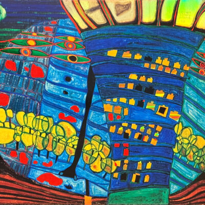 Hundertwasser kunstdruk Der blaue Mond