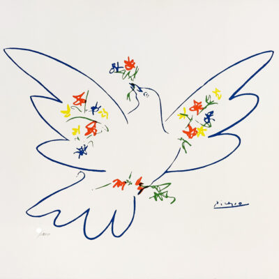 Pablo Picasso lithografie Dove of Peace with flowers
